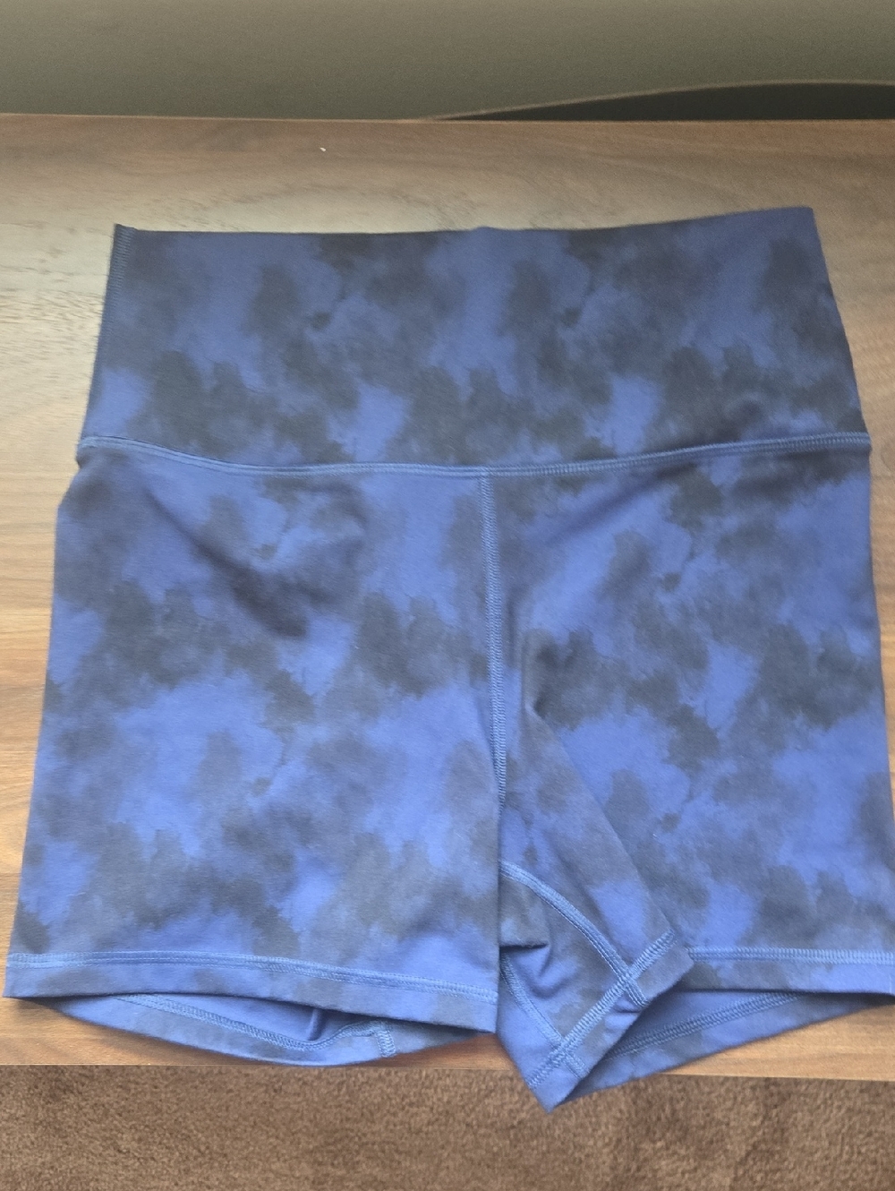Fleo Blue & Black Tie-Dye High-Waist Bike Shorts